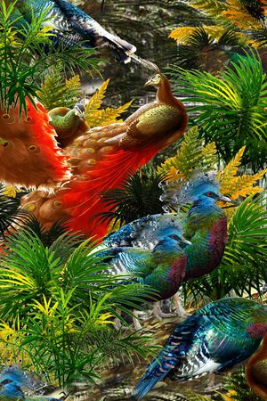 孔雀印花华亿平台图片