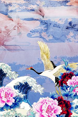 飞鸟仙鹤印花华亿平台图片