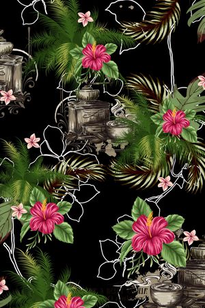 棕榈叶印花华亿平台图片