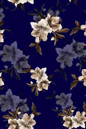 手绘花卉印花华亿平台图片