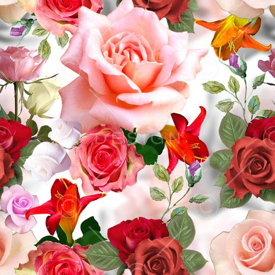 唯美花卉印花华亿平台图片