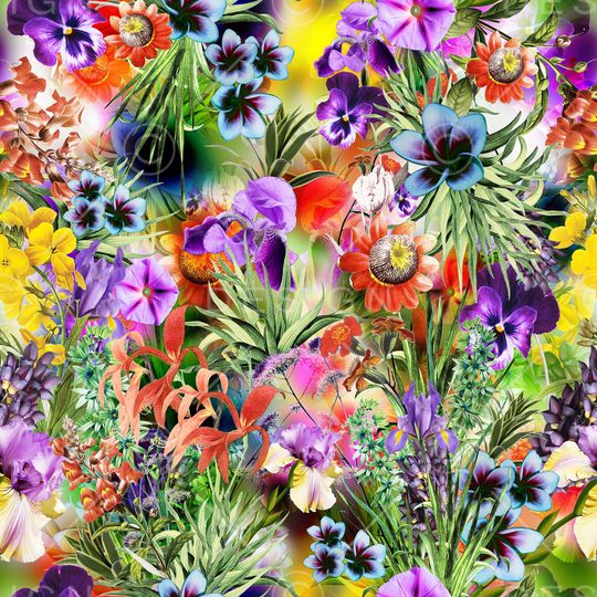 手绘花卉印花华亿平台图片