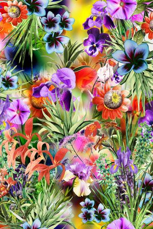 手绘花卉印花华亿平台图片