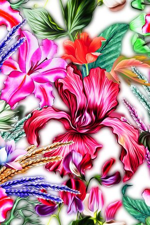 手绘花卉印花华亿平台图片