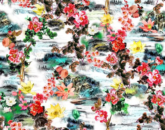 花卉印花华亿平台图片