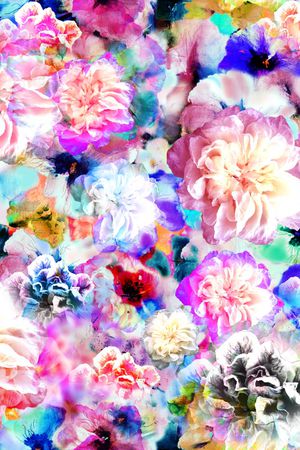 手绘花卉印花华亿平台图片