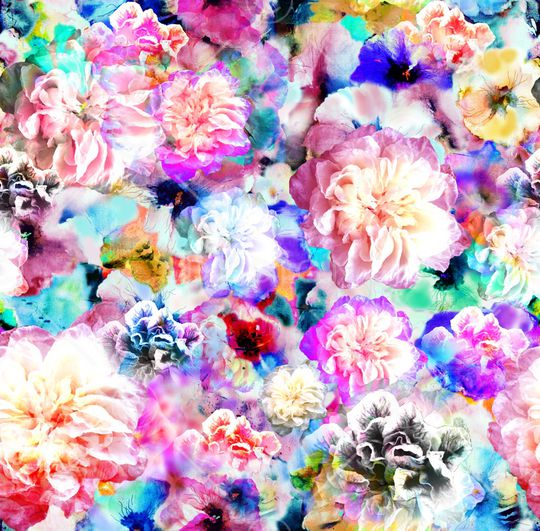 手绘花卉印花华亿平台图片