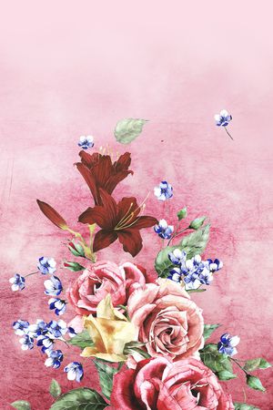 定位大气花卉印花华亿平台图片