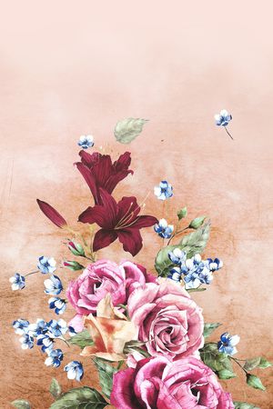 定位大气花卉印花华亿平台图片