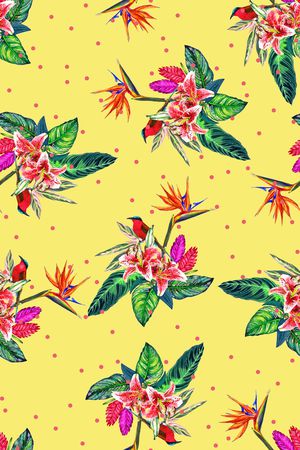 天堂鸟花印花华亿平台图片