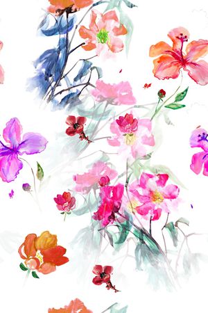 水彩画印花华亿平台图片