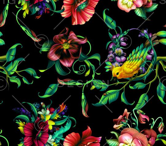 手绘花印花华亿平台图片