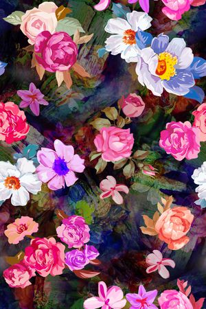 玫瑰炫彩底纹印花华亿平台图片