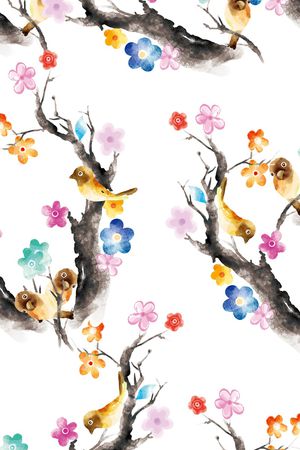 花鸟印花华亿平台图片