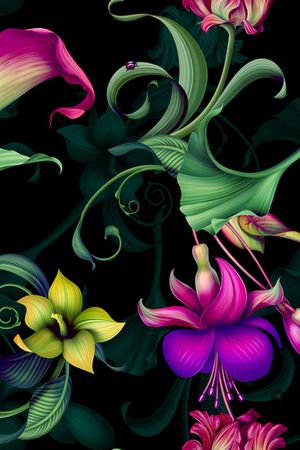 手绘花印花华亿平台图片