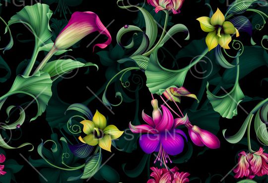 手绘花印花华亿平台图片