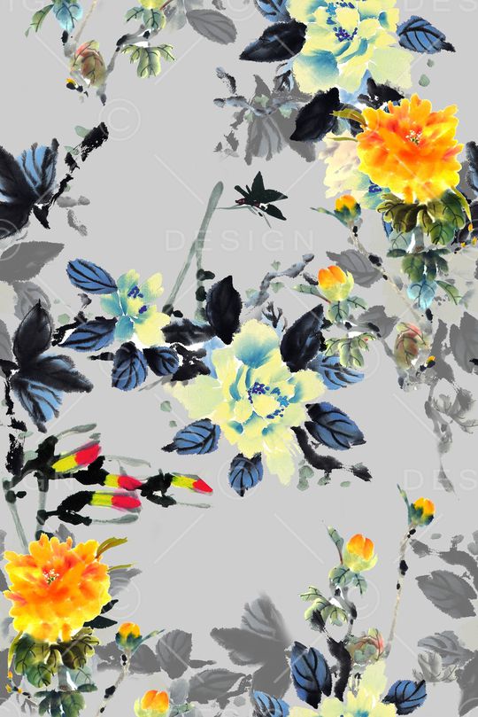 水墨印花华亿平台图片