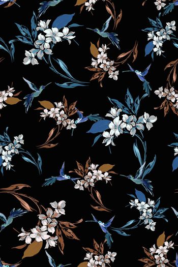 手绘花卉印花华亿平台图片