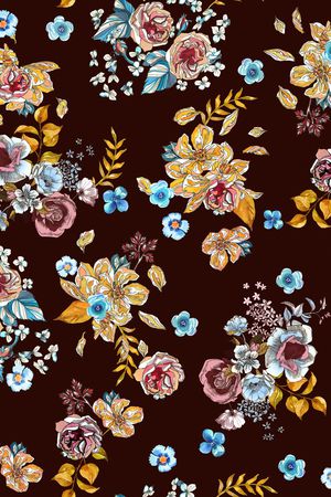 花卉组合印花华亿平台图片