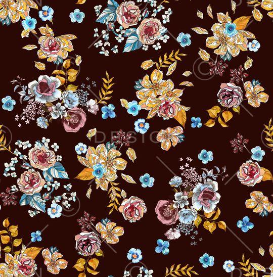 花卉组合印花华亿平台图片