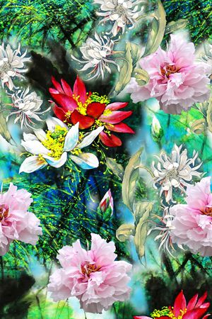 洋阳---花卉印花华亿平台图片