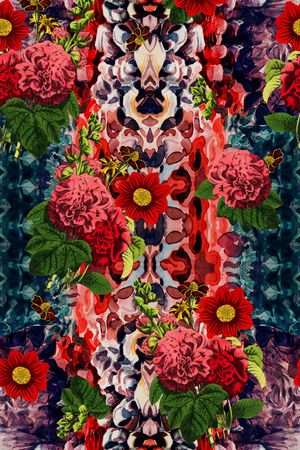 手绘花卉印花华亿平台图片