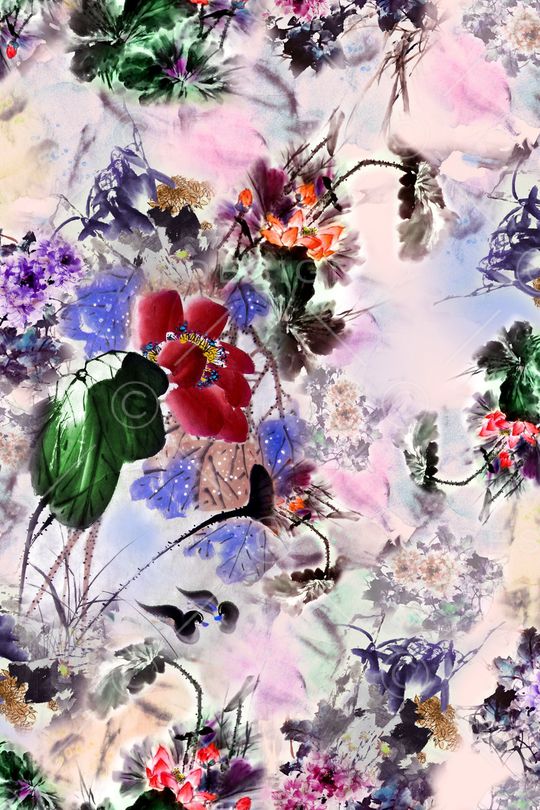 荷花印花华亿平台图片