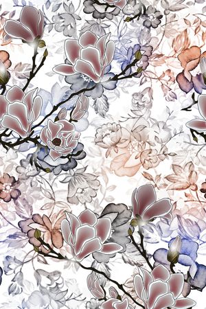 玉兰花印花华亿平台图片