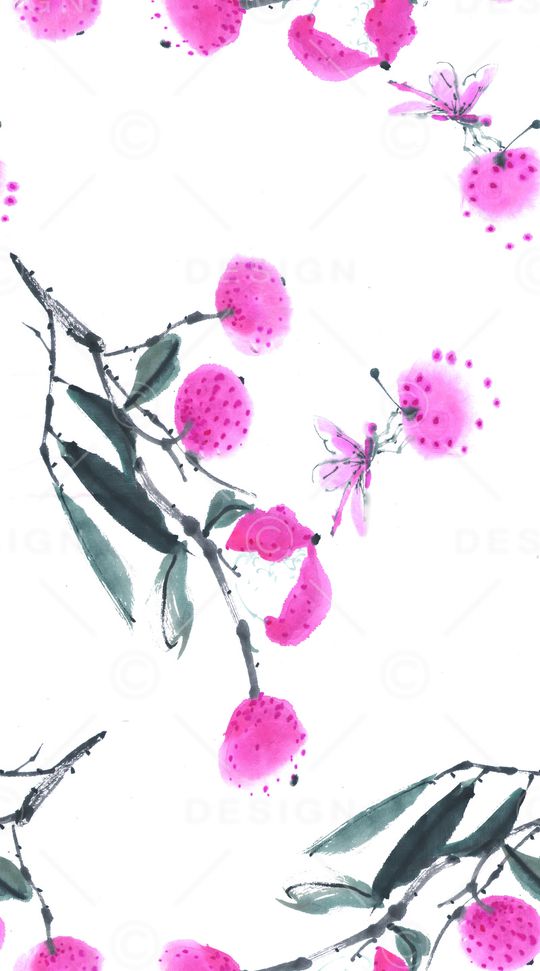 水墨画印花华亿平台图片