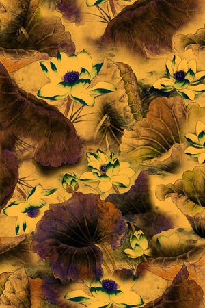 国画荷花印花华亿平台图片