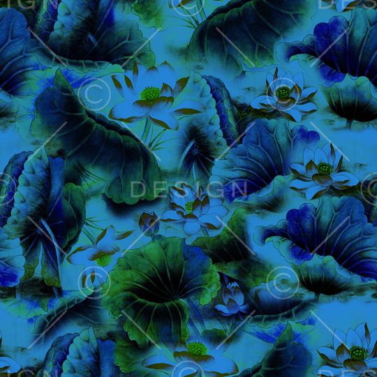 国画荷花印花华亿平台图片