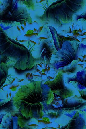 国画荷花印花华亿平台图片