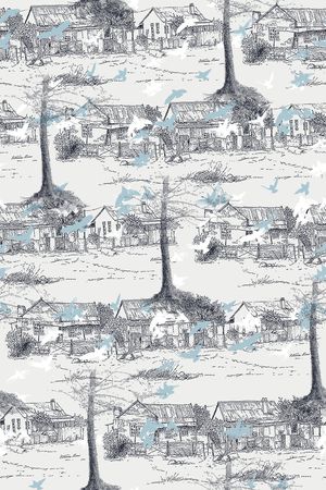 插画房子印花华亿平台图片