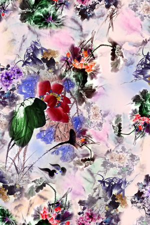 荷花印花华亿平台图片