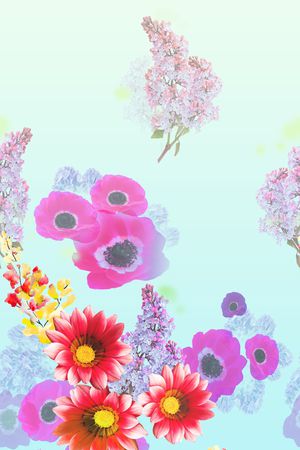 罂粟花牵牛花印花华亿平台图片