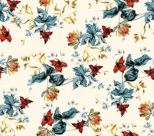 手绘花卉印花华亿平台图片