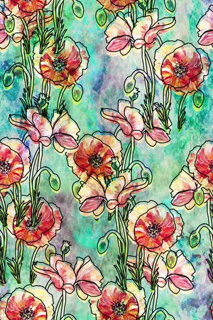 抽象水彩底印花华亿平台图片