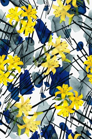 热带花卉印花华亿平台图片