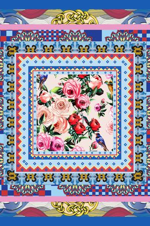 长方丝巾印花华亿平台图片