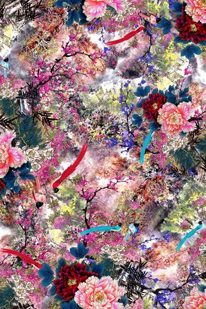 花鸟印花华亿平台图片