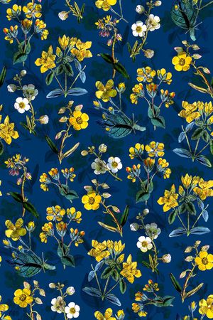 水墨花卉印花华亿平台图片