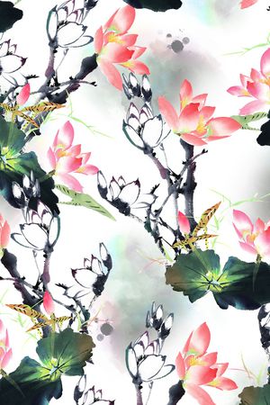 水墨印花华亿平台图片