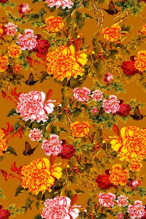 牡丹印花华亿平台图片