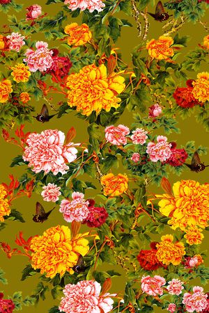 牡丹印花华亿平台图片