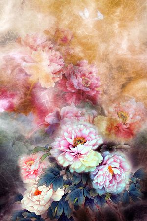 牡丹印花华亿平台图片