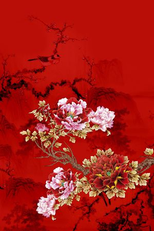 牡丹印花华亿平台图片