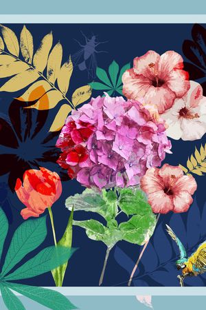 水彩花卉印花华亿平台图片