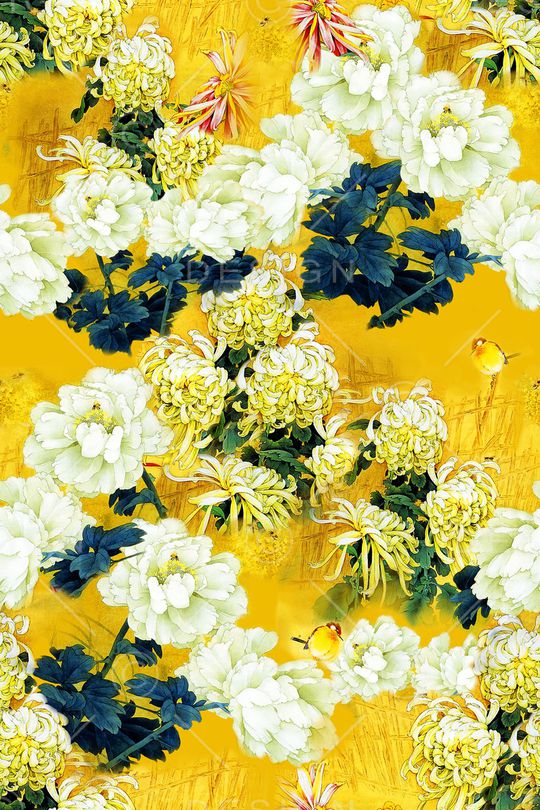 菊花印花华亿平台图片