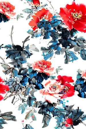 牡丹印花华亿平台图片