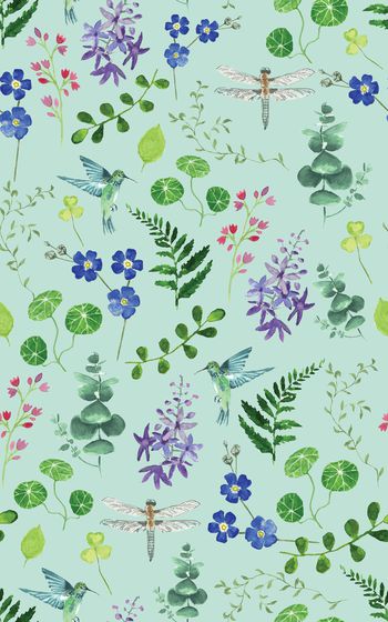 873578-20170617 水彩 植物 鸟 